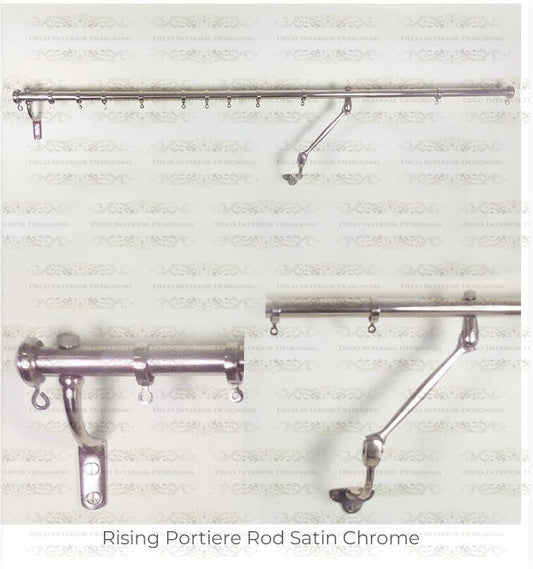 Solid Brass Rising Portiere Rod Stain Nickel, Unique Style Stain Nickel Portiere Rod