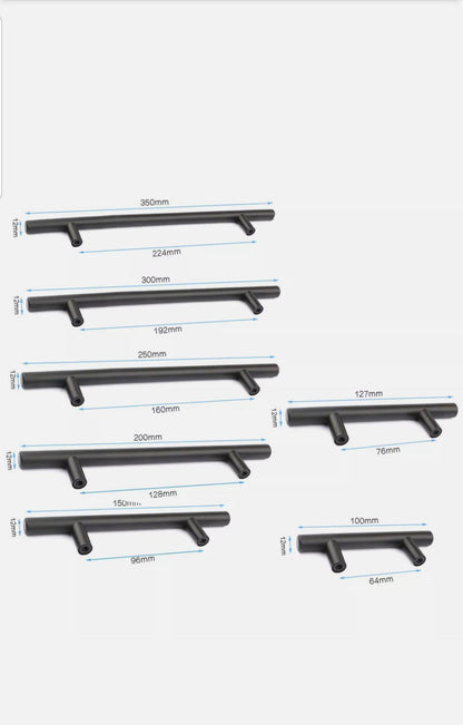 Kitchen Door Handles Gloss Black, Solid Brass Metal Door Handles