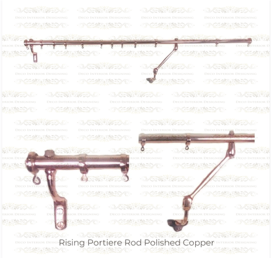 Solid Brass Rising Portiere Rod Polished Copper, Unique Portiere  Curtain Rods