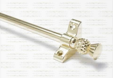 1 x Polished Brass 3/8" x 28" Stair Rod With Thistle Finial & Bracket