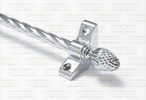 1 x Polished Chrome Rope Twist  3/8" x 28" Stair Rod With Pineapple Finials