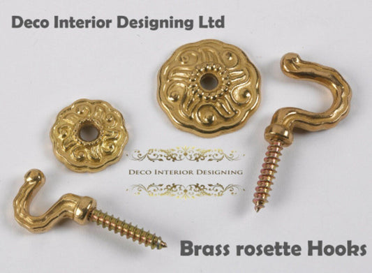 Brass Rosette Hooks Unique Style (Pair)