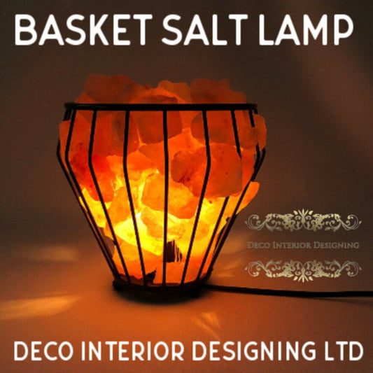 Himalayan Basket Shape Salt Crystal Healing Warm Glow Lamp