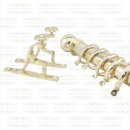 Polished Brass Pole Set, Curtain Rod With Round Tail Brackets (50mm)